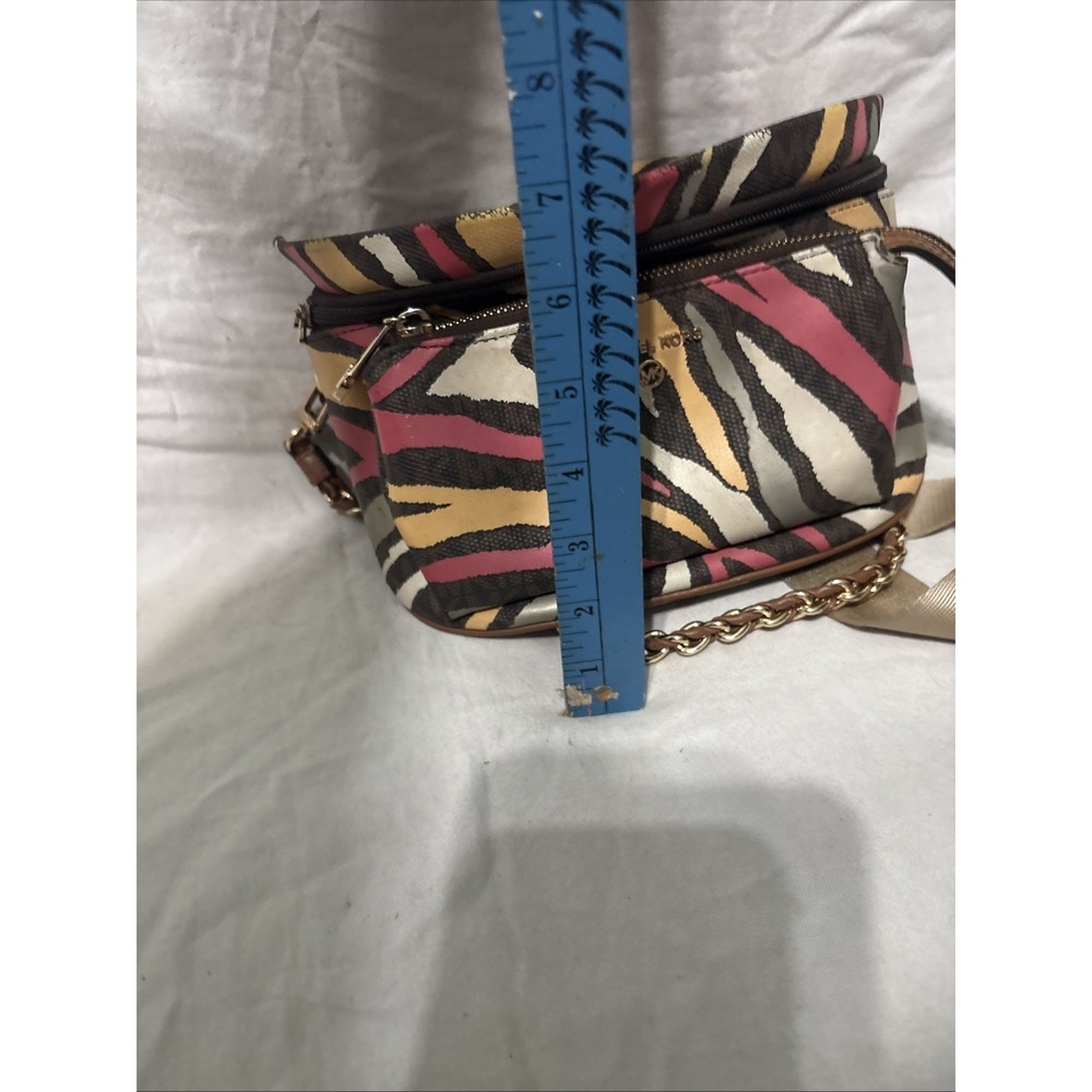 Michael Kors Slater Medium Metallic Zebra Logo Sling Fanny Pack Purse Crossbody - Picture 9 of 15